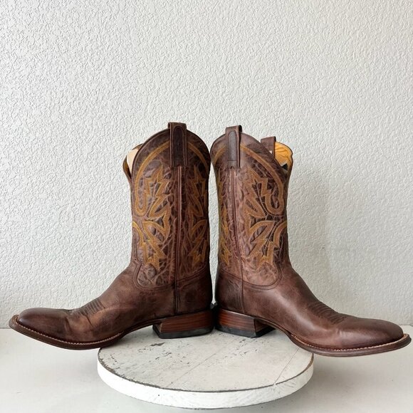Rod Patrick Mens Cowboy Boots 13.5C Perro Loco Brown Leather Western Square Toe - Picture 7 of 12